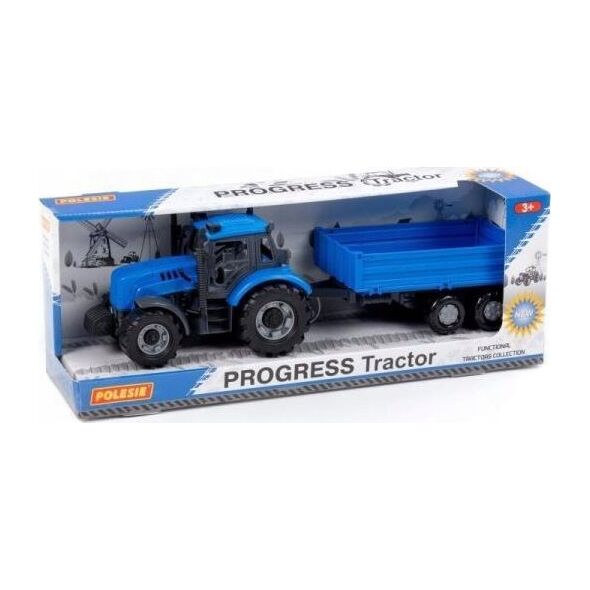Polesie Polesie 91253 "Progres" αδρανειακό τρακτέρ με μπλε πλαϊνό τρέιλερ σε κουτί 10246711 4810344091253