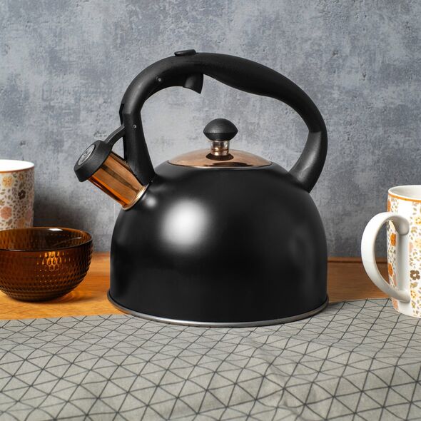 CZAJNIK STALOWY 2.5L INDUKCJA GAZ BRUNBESTE BB-2457 CZARNY ROSE GOLD
