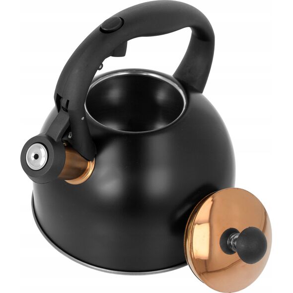 CZAJNIK STALOWY 2.5L INDUKCJA GAZ BRUNBESTE BB-2457 CZARNY ROSE GOLD