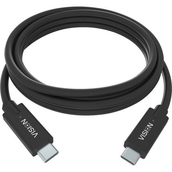 Vision VISION Professional εγκατάσταση USB-C-Kabel - 30 JAHRE GARANTIE - USB 3.2 Gen 1 5 Gbps - unterstutzt 3-A-Ladestrom - USB-C 3.2 (M) zu USB-C 3.2 (M) - Aussendurchmesser -24 mm. 30 AWG - 2 m - Schwarz 13354335 5808558000009