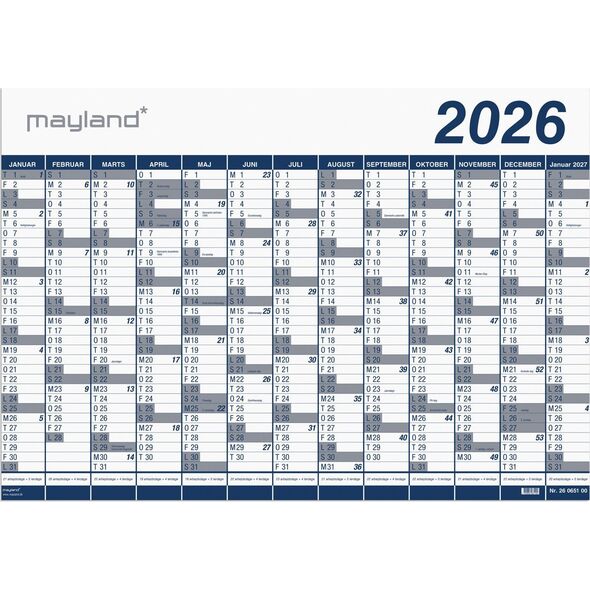 Mayland-Burde Kæmpekalender 1x13 mdr. PP-plast rør 2026 14252258 5700866065001