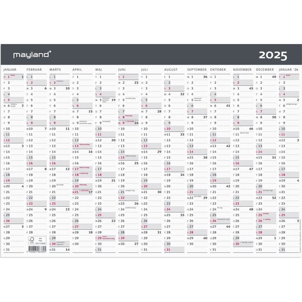 Mayland-Burde Kontorkalender Moderne A3 1x13 Måneder 2025 14392112 5700865063305