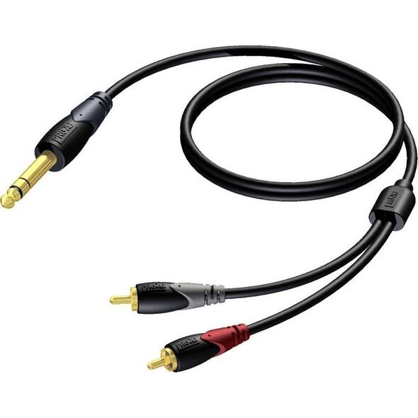 Καλώδιο Procab καλώδιο PROCAB CLA719/1.5, στερεοφωνικό βύσμα 6,3 mm (M) έως 2 x RCA (M) (1,5 m) 14081366 5414795030152