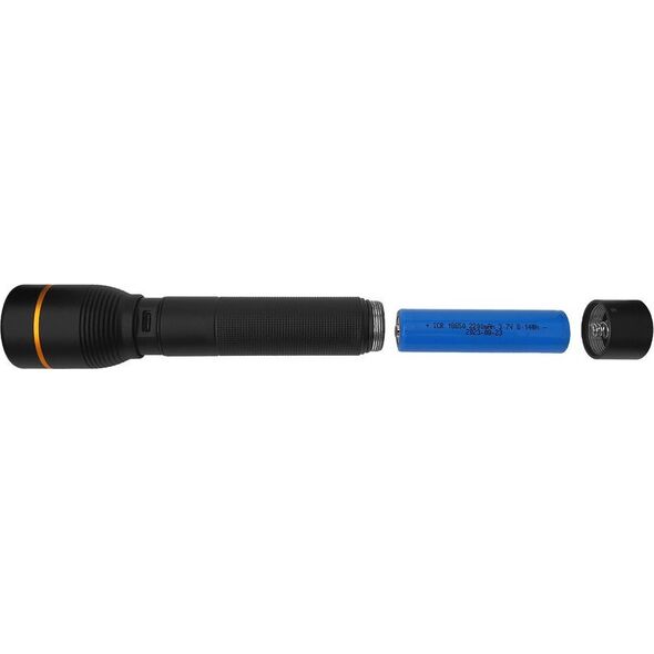 Handheld flashlight 10W, rechargeable USB-C, black, ARCAS
