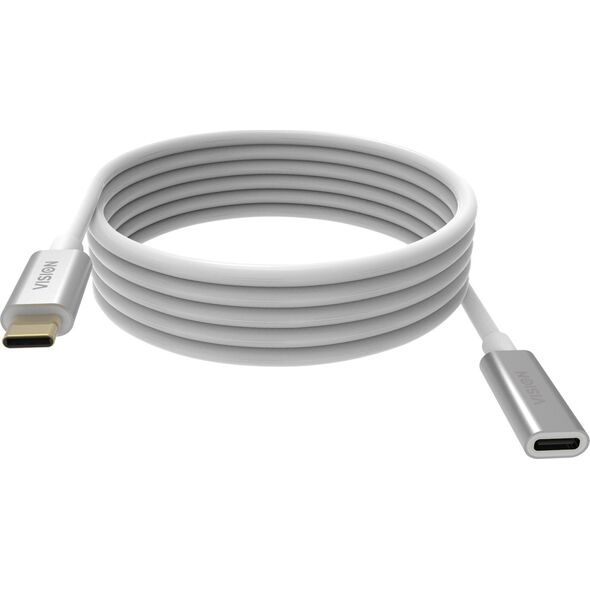 Vision VISION Επαγγελματική εγκατάσταση σταθερά USB-C-Verlangerungskabel - 30 JAHRE GARANTIE - USB 3.2 Gen 1 5 Gbps - unterstutzt 3-A-Ladestrom - USB-C 3.2 (M) zu USB-C 3.2 (F) - Aussendurch 2.2 mmser 30 AWG 2 m - Weiss 13354392 4880385000002