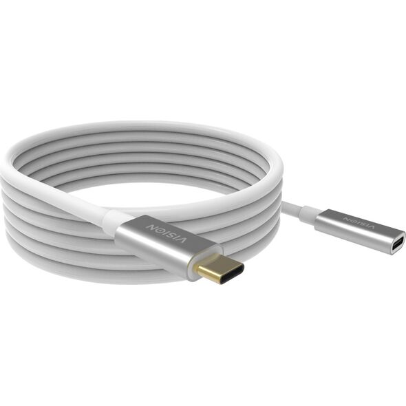 Vision VISION Επαγγελματική εγκατάσταση σταθερά USB-C-Verlangerungskabel - 30 JAHRE GARANTIE - USB 3.2 Gen 1 5 Gbps - unterstutzt 3-A-Ladestrom - USB-C 3.2 (M) zu USB-C 3.2 (F) - Aussendurch 2.2 mmser 30 AWG 2 m - Weiss 13354392 4880385000002