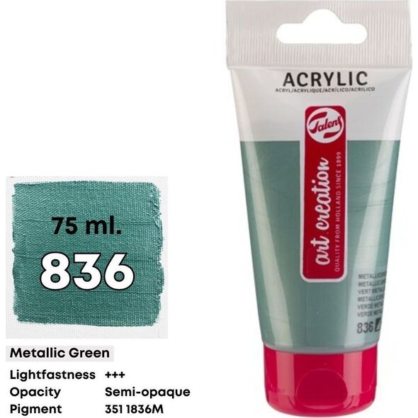 Talens Art Creation Acrylic Colour Tube Metallic Green 836