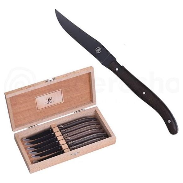 Laguiole Tradition Laguiole Steakmesser-Set 6 tlg. Schwarze Klinge/Wengegriff 13672662 3661075259518