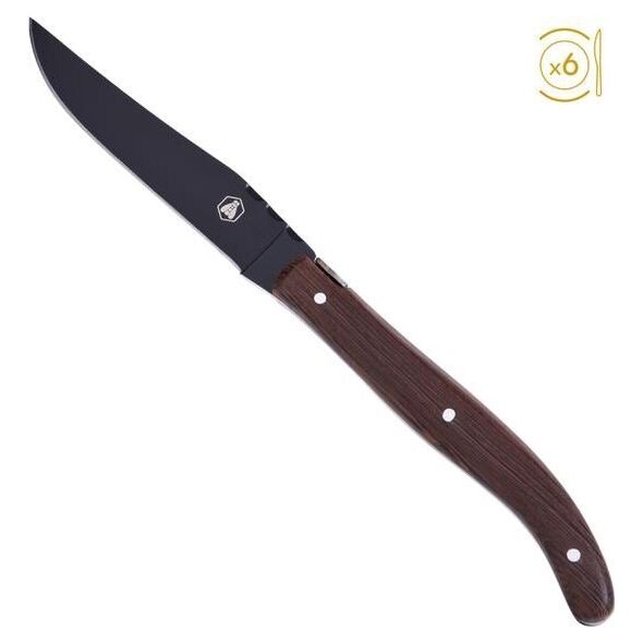 Laguiole Tradition Laguiole Steakmesser-Set 6 tlg. Schwarze Klinge/Wengegriff 13672662 3661075259518