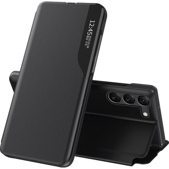 Θήκη Hurtel Eco Leather View για Xiaomi POCO C65 / Redmi 13C με καπάκι - μαύρο 13894028 9145576284285
