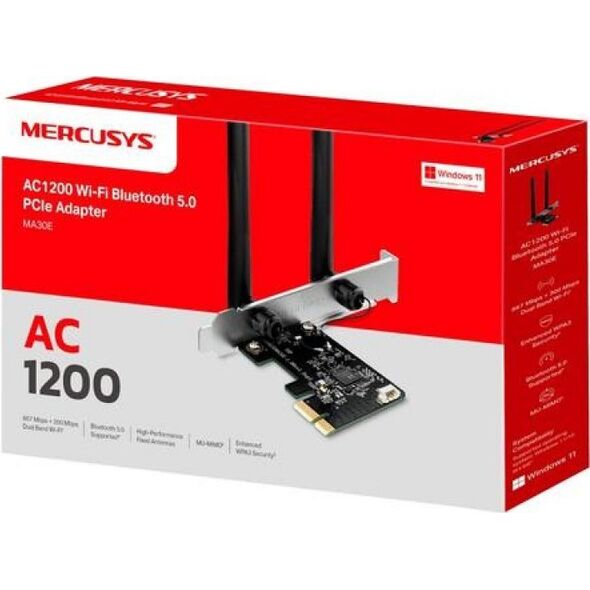 Κάρτα δικτύου προσαρμογέα Mercusys MERCUSYS MA30E WiFi5 PCIe (AC1200, 2,4GHz/5GHz, Bluetooth5.0) 13908692 6957939001889