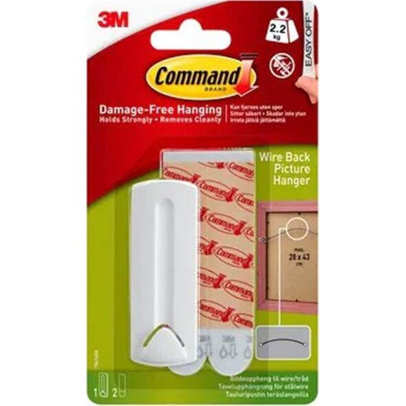 3M picture hanger for wire-backed frame Command 2.2kg, white