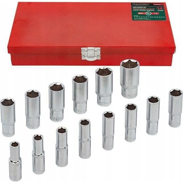 Rockforce ROCKFORCE NASADKI DŁUGIE  6-KĄT. 14szt.1/2" 11-30mm