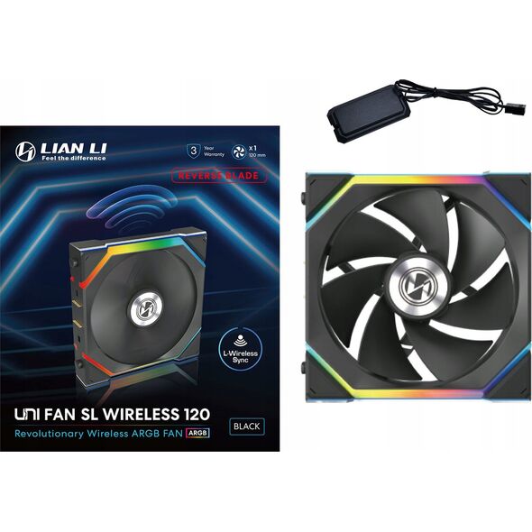 Lian Li UNI FAN SL Wireless ARGB PWM Lüfter - Reverse Blade, 120 mm, schwarz