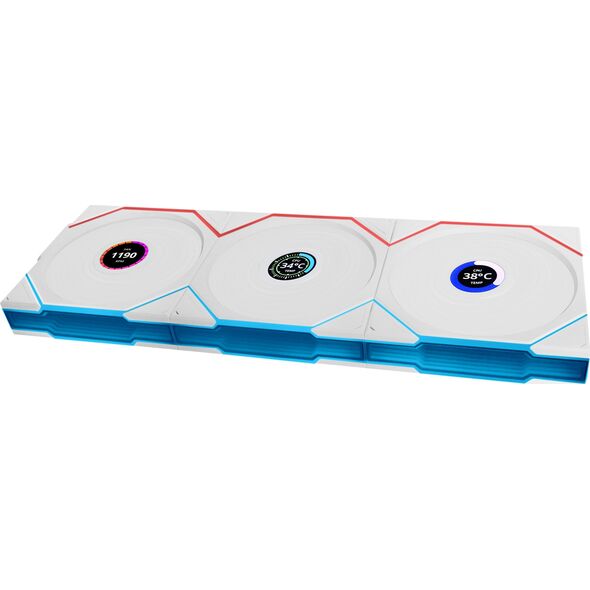 Lian Li UNI FAN TL Wireless LCD Lüfter, ARGB, PWM, 3er-Pack inkl. Controller - 120 mm, weiß