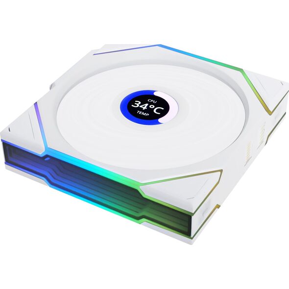 Lian Li UNI FAN TL Wireless LCD Lüfter, ARGB, PWM, 3er-Pack inkl. Controller - 120 mm, weiß