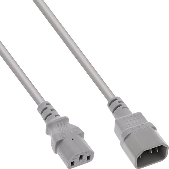 Καλώδιο τροφοδοσίας InLine INLINE Netzkabel Kaltgeraeteverlaengerung C13 zu C14 0,3m γκρι 13839074 4043718298006