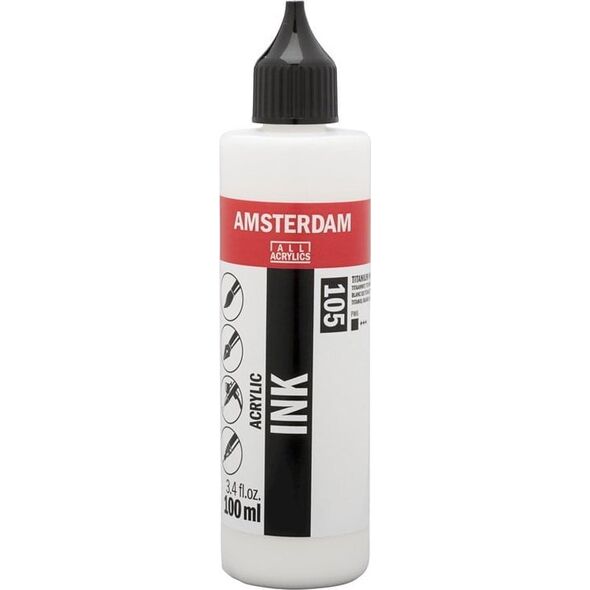 Artequipment Amsterdam Acrylic Ink Bottle Titanium White 105 14295166 8712079414108