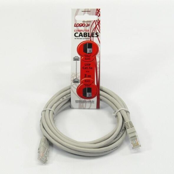 Logo RJ-45/RJ-45 kat.5e U/UTP Szary 3m (2601)