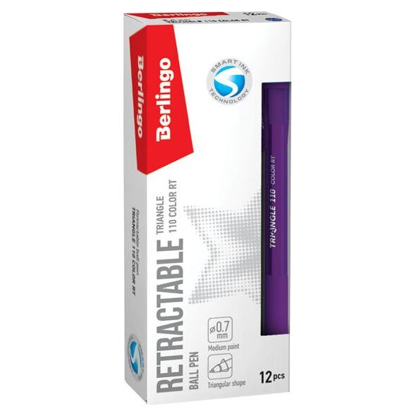 Berlingo Berlingo, pióro kulkowe, niebieskie, 12szt, 0.7mm, Triangle 110 RT color