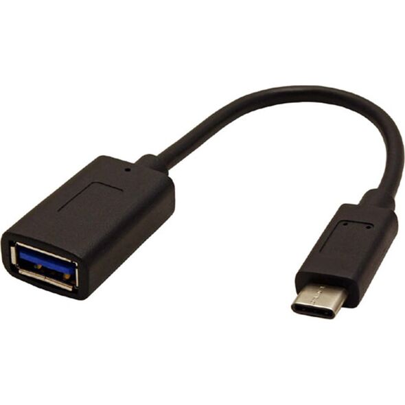 Adapter USB USB (3.1), USB A F- USB C M, 0.15m, okrągły, czarny, plastic bag, kabel OTG
