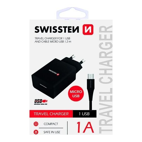 Ładowarka Swissten 1x USB-A 1 A (22062000)
