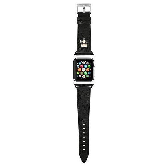 Karl Lagerfeld Karl Lagerfeld Pasek KLAWLOKHK Apple Watch 42/44/45mm czarny/black strap Saffiano Karl Heads