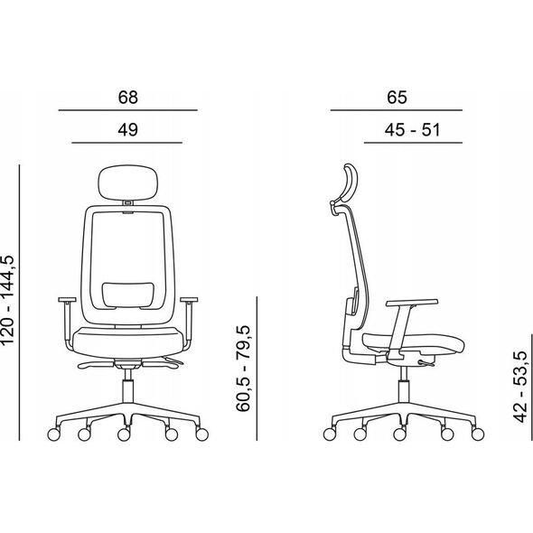 Krzesło biurowe Powerton Powerton Ergonomiczny fotel biurowy Lucie, Czarny