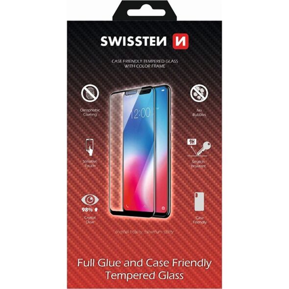 Swissten Hartowane szkło ochronne Swissten, pro Jabłko iPhone 11, czarna, case friendly and color frame