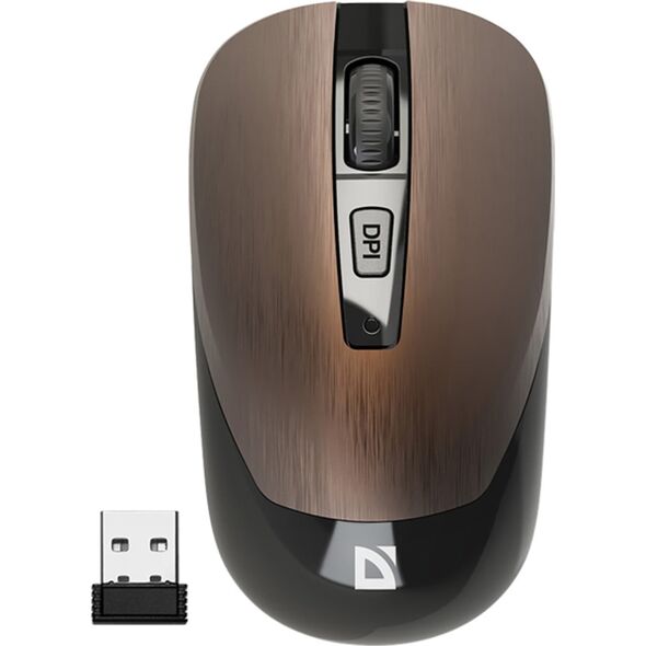 Mysz Defender Mysz bezprzewodowa Defender WAVE MM-995 optyczna bezklikowa silent 1600dpi brązowa