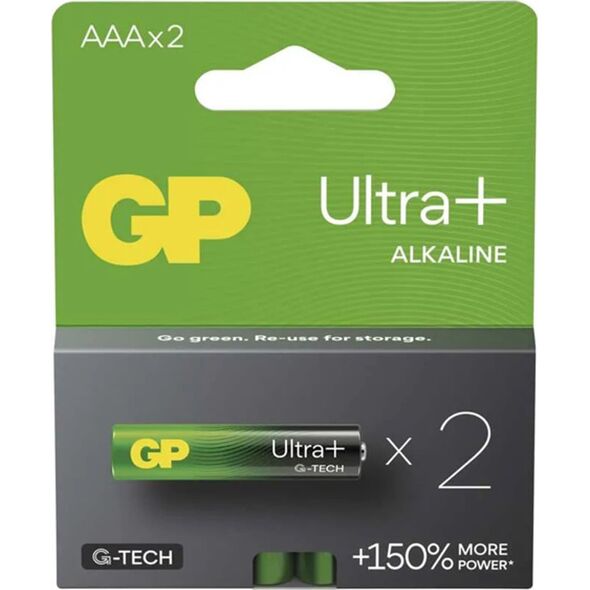 GP Bateria alkaliczna, AAA (LR03), AAA, 1.5V, GP, blistr, 2-pack, Ultra Plus