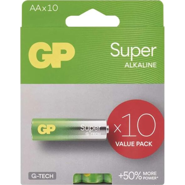 GP Bateria alkaliczna, AA (LR6), AA, 1.5V, GP, Folia, 10-pack, SUPER