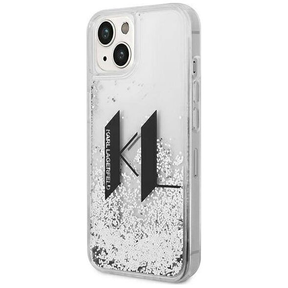 Karl Lagerfeld Etui Karl Lagerfeld Liquid Glitter Big KL HardCase do iPhone 14 srebrne