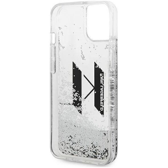 Karl Lagerfeld Etui Karl Lagerfeld Liquid Glitter Big KL HardCase do iPhone 14 srebrne