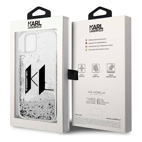 Karl Lagerfeld Etui Karl Lagerfeld Liquid Glitter Big KL HardCase do iPhone 14 srebrne