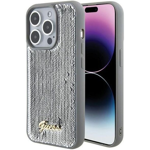 Guess Guess GUHCP15XPSFDGSS iPhone 15 Pro Max 6.7" srebrny/silver hardcase Sequin Script Metal