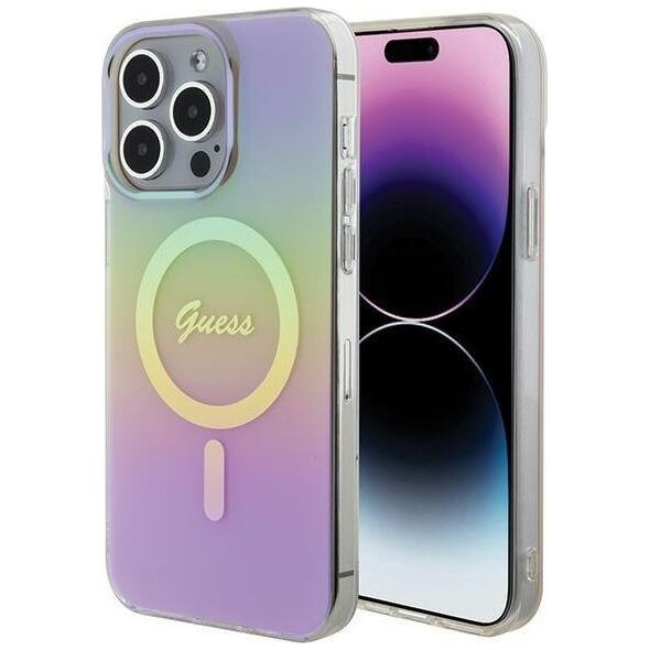 Guess Guess GUHMP15LHITSP iPhone 15 Pro 6.1" różowy/pink hardcase IML Iridescent MagSafe