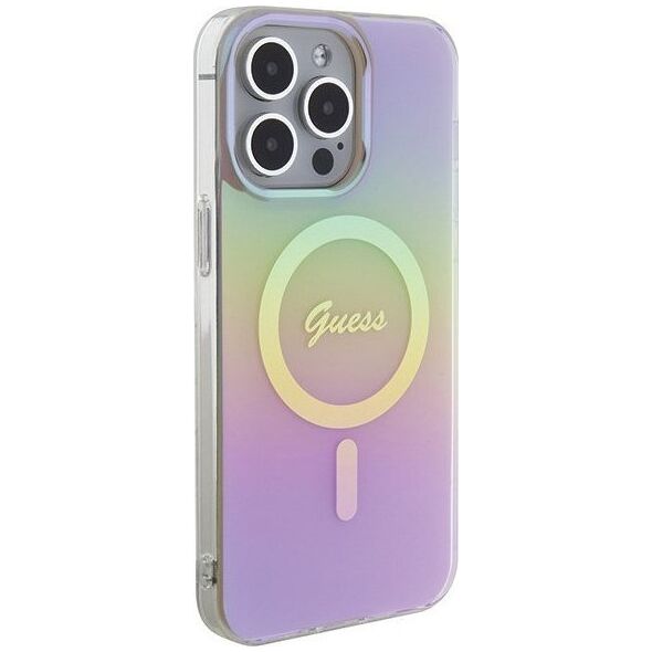 Guess Guess GUHMP15LHITSP iPhone 15 Pro 6.1" różowy/pink hardcase IML Iridescent MagSafe