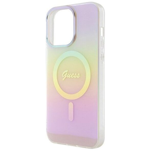 Guess Guess GUHMP15LHITSP iPhone 15 Pro 6.1" różowy/pink hardcase IML Iridescent MagSafe