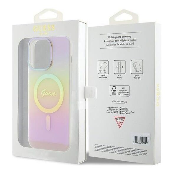 Guess Guess GUHMP15LHITSP iPhone 15 Pro 6.1" różowy/pink hardcase IML Iridescent MagSafe