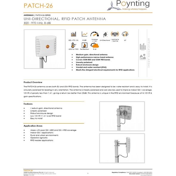 Poynting Poynting Κεραίες RFID Mast μονάδα GPS A-PATCH-026 N-Type (F) 8,7 dbi 13618580 6009693810020