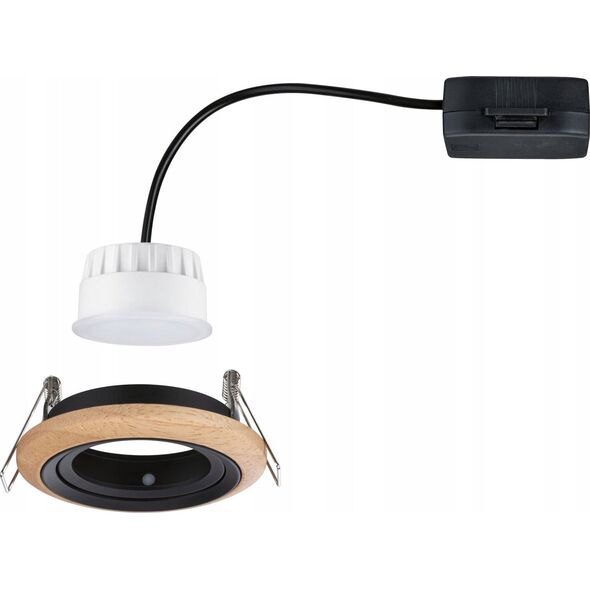 Oprawa do wbudowania LANATI COIN LED 6W 470lm 84mm 2700K IP20 230V drewno / czarny matowy  / aluminium
