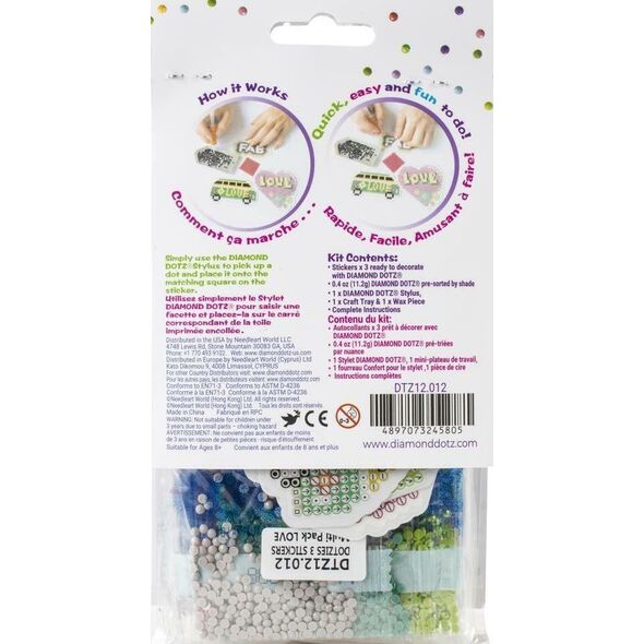 DIAMOND DOTZ Σετ δημιουργικότητας DIAMOND DOTS ζωγραφική με διαμάντια LOVE, 3 αυτοκόλλητα, DTZ12.012 14252605 4897073245805