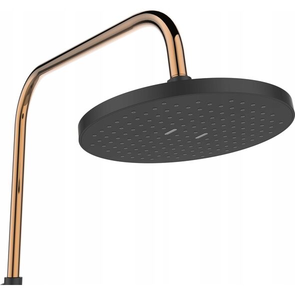 Shower system INVENA MOONLIGHT: rain and hand shower, mixer, black with gold details