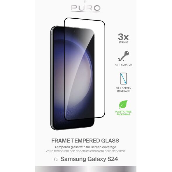 Puro Frame Tempered Glass for Samsung Galaxy S24, black / S25