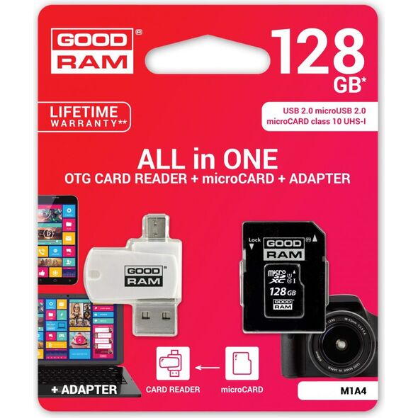 Karta GoodRam All in One MicroSDXC 128 GB Class 10 UHS-I  (M1A4-1280R11)