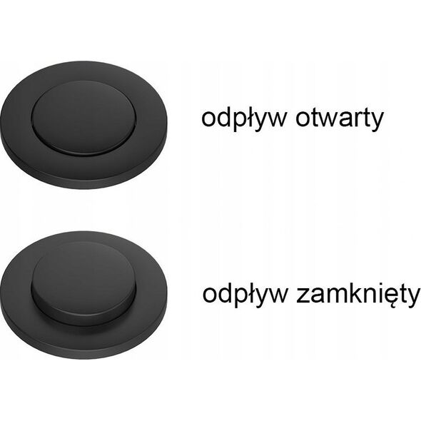 Syfon Odpływ PUSH TO OPEN 3 1/2" z syfonem 2-komorowy Power Color pure carbon (GRANIT-pionowy), save space, przycisk okrągły