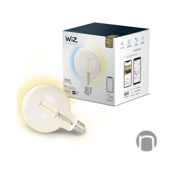 WiZ Wiz Smart Led Bulb White Clear G125 E27 Dimmable, 6,5w-60w Power 13956100 4897104950906