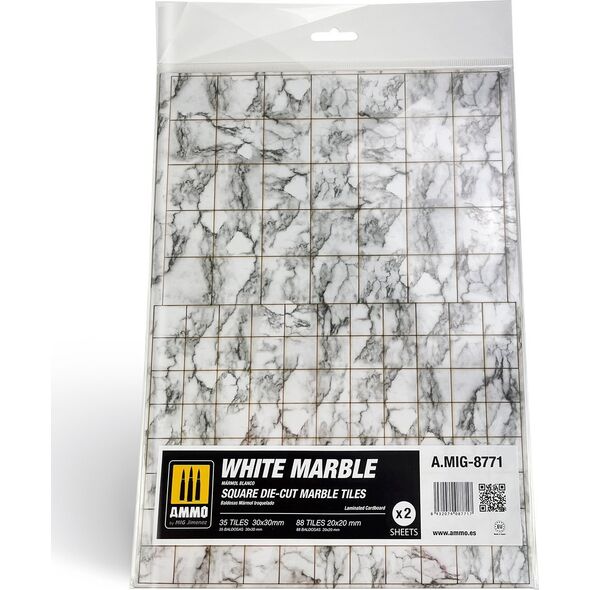 Vallejo Ammo: White Marble - Square Die-Cut Marble Tiles (2) 13959055 8432074087717