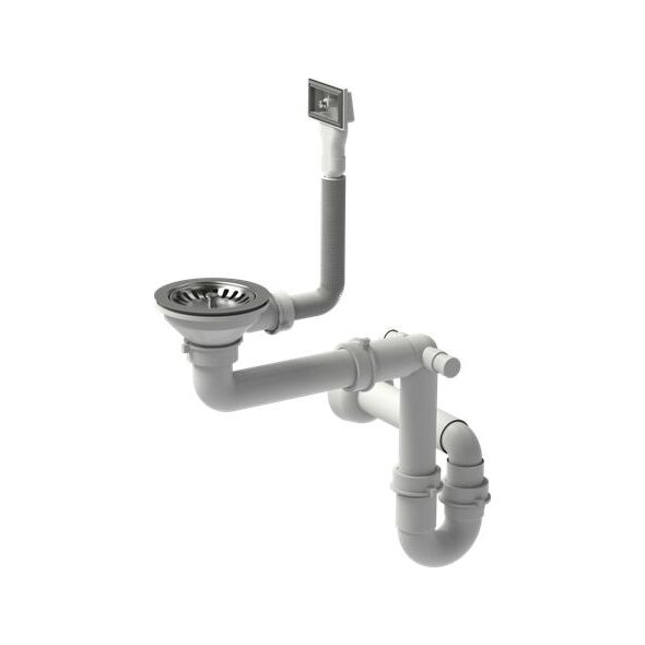 Syfon Quadron Odpływ zatyczkowy 3 1/2" z syfonem 1-komorowy stal szlachetna (STAL-pionowy), save space